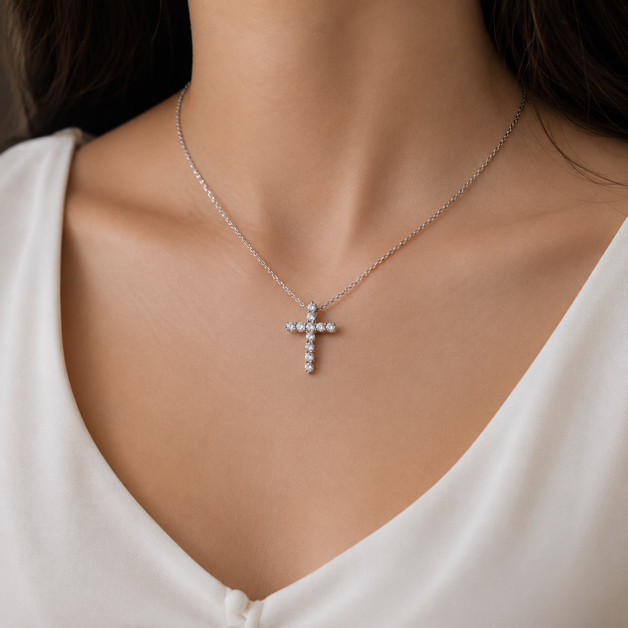 Moissanite Cross Pendant