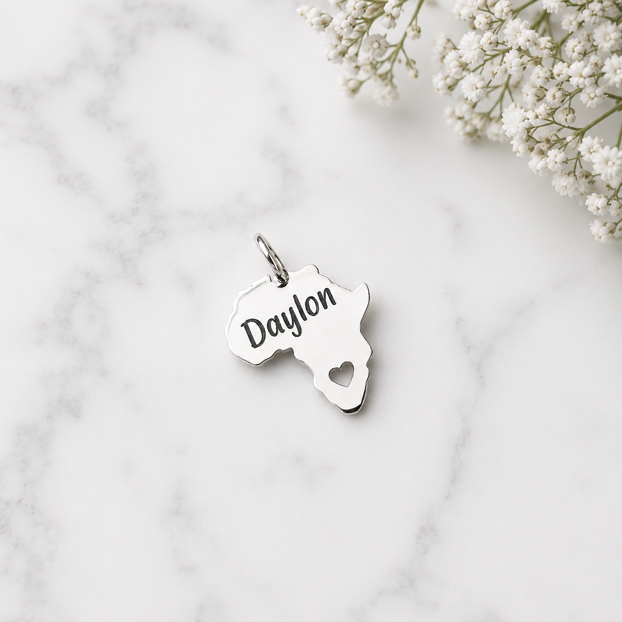 Africa Name Pendant with Heart Cut Out