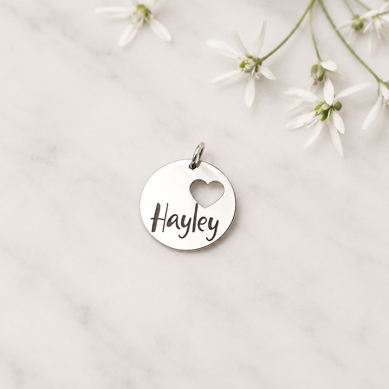 Name Pendant with Heart Cut Out