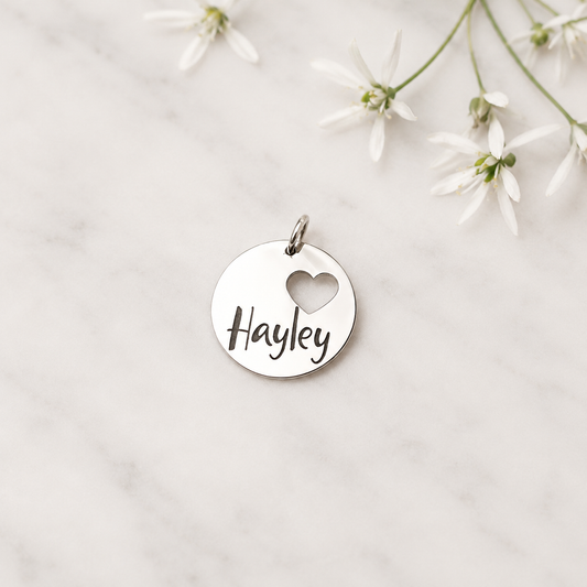 Name Pendant with Heart Cut Out
