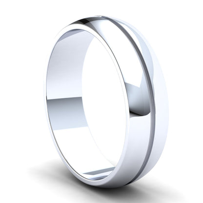 Men's Wedding Band: 925 Sterling Silver D-shaped band with single groove