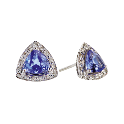 Tanzanite & Diamond Earrings- 9ct White Gold