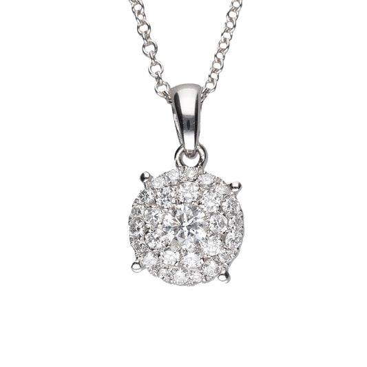 Aura Diamond Illusion Set Pendant- 9ct White Gold