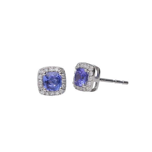 Tanzanite Diamond Earrings- 9ct White Gold