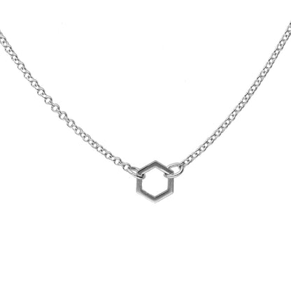 Hexagon Link Necklace (1.4mm)- Sterling Silver