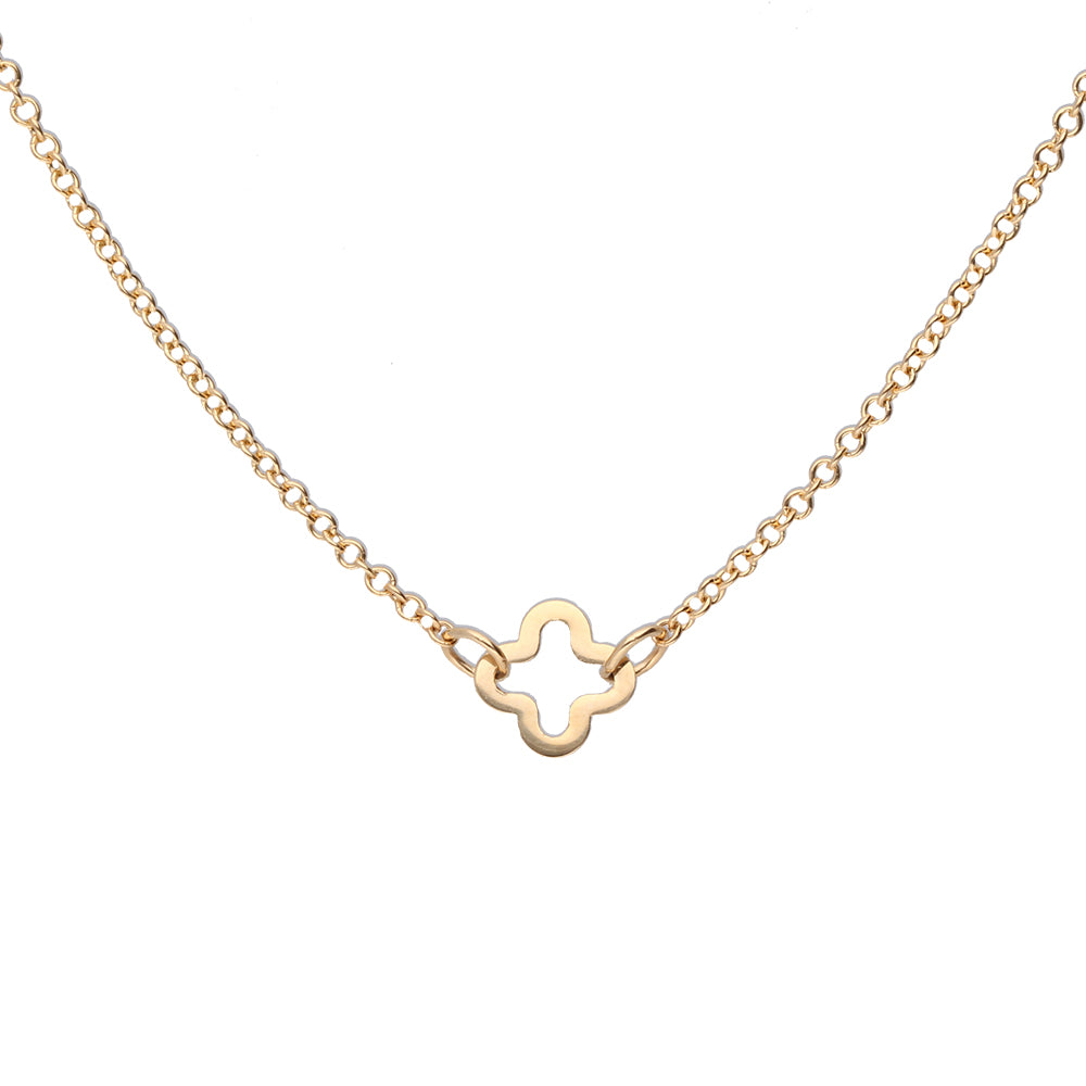 Clover Link Necklace (1.3mm)- 9ct Gold