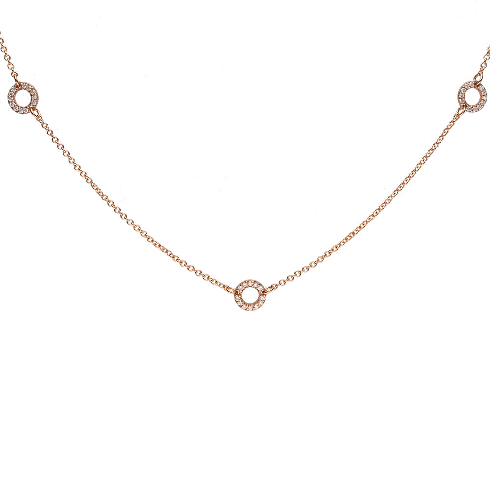 Diamond 3 Circle Necklace- 9ct Rose Gold