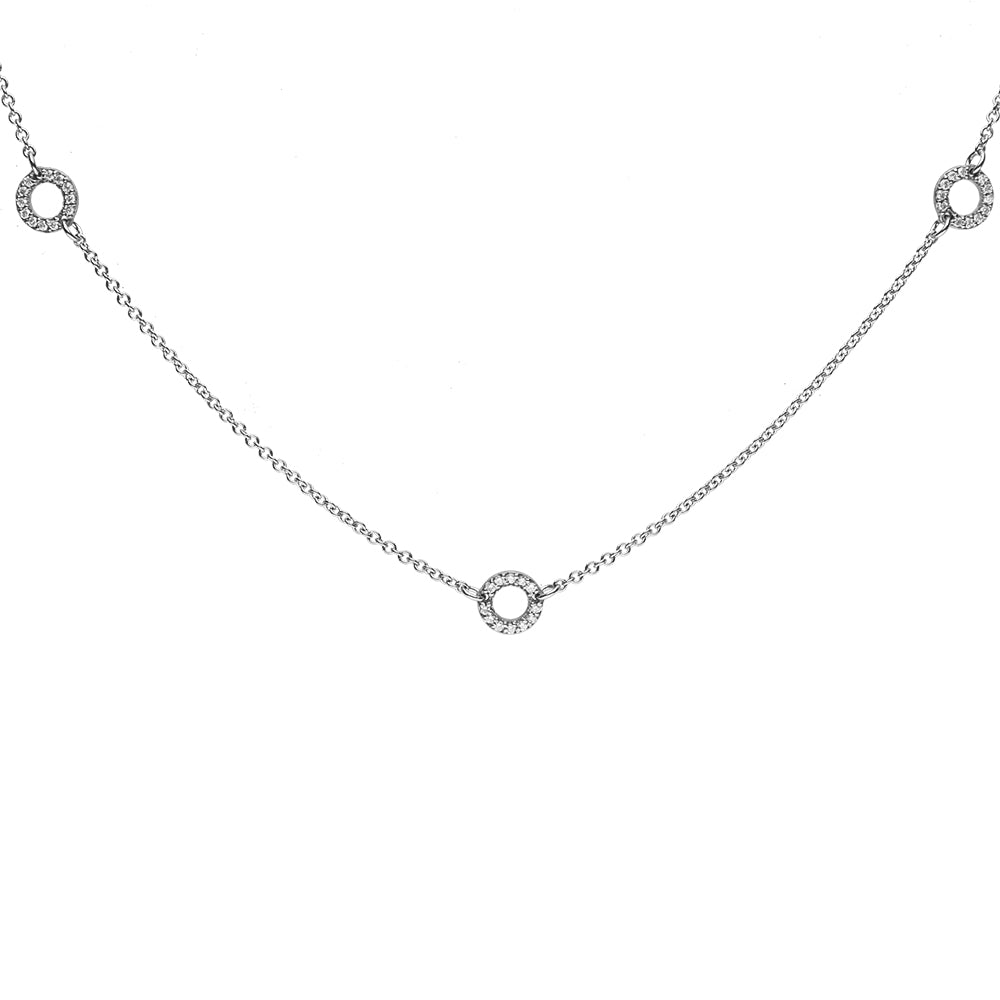 Diamond 3 Circle Necklace- 9ct White Gold