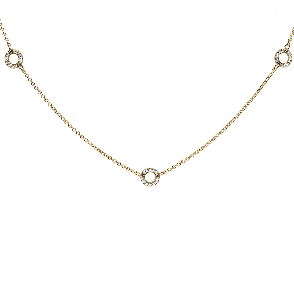 Diamond 3 Circle Necklace- 9ct Yellow Gold