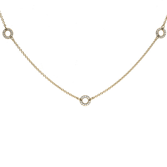 Diamond 3 Circle Necklace- 9ct Yellow Gold