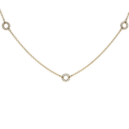 Diamond 3 Circle Necklace- 9ct Yellow Gold
