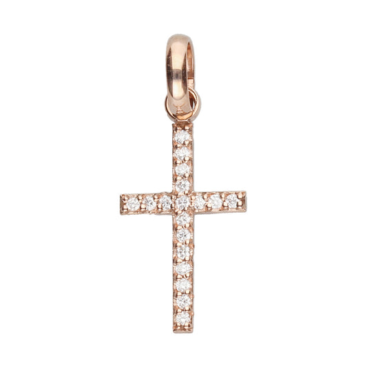 Diamond Cross Pendant- 9ct Rose Gold