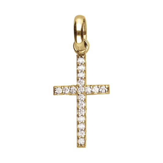 Diamond Cross Pendant- 9ct Yellow Gold