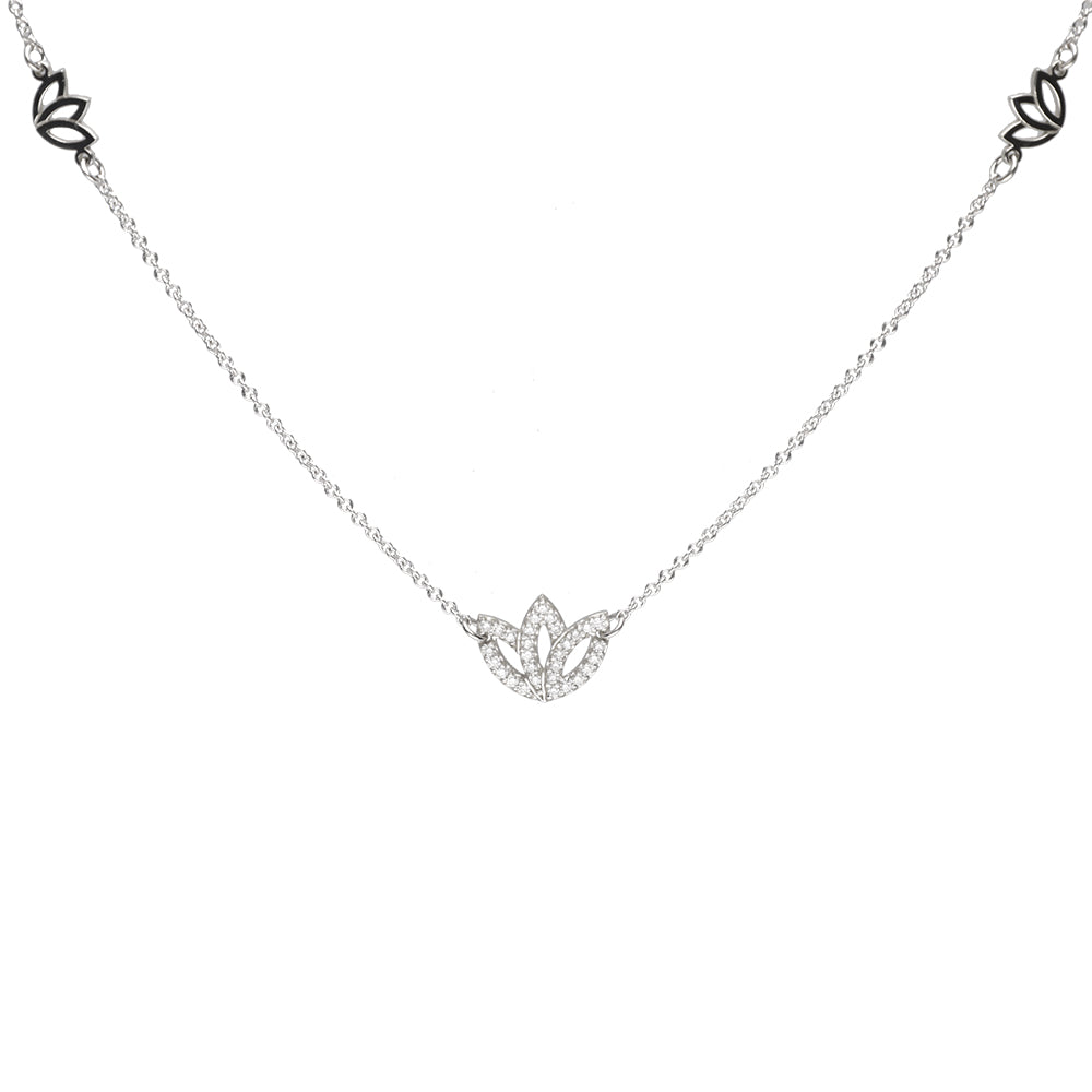 3 Protea Diamond Necklace- 9ct White Gold