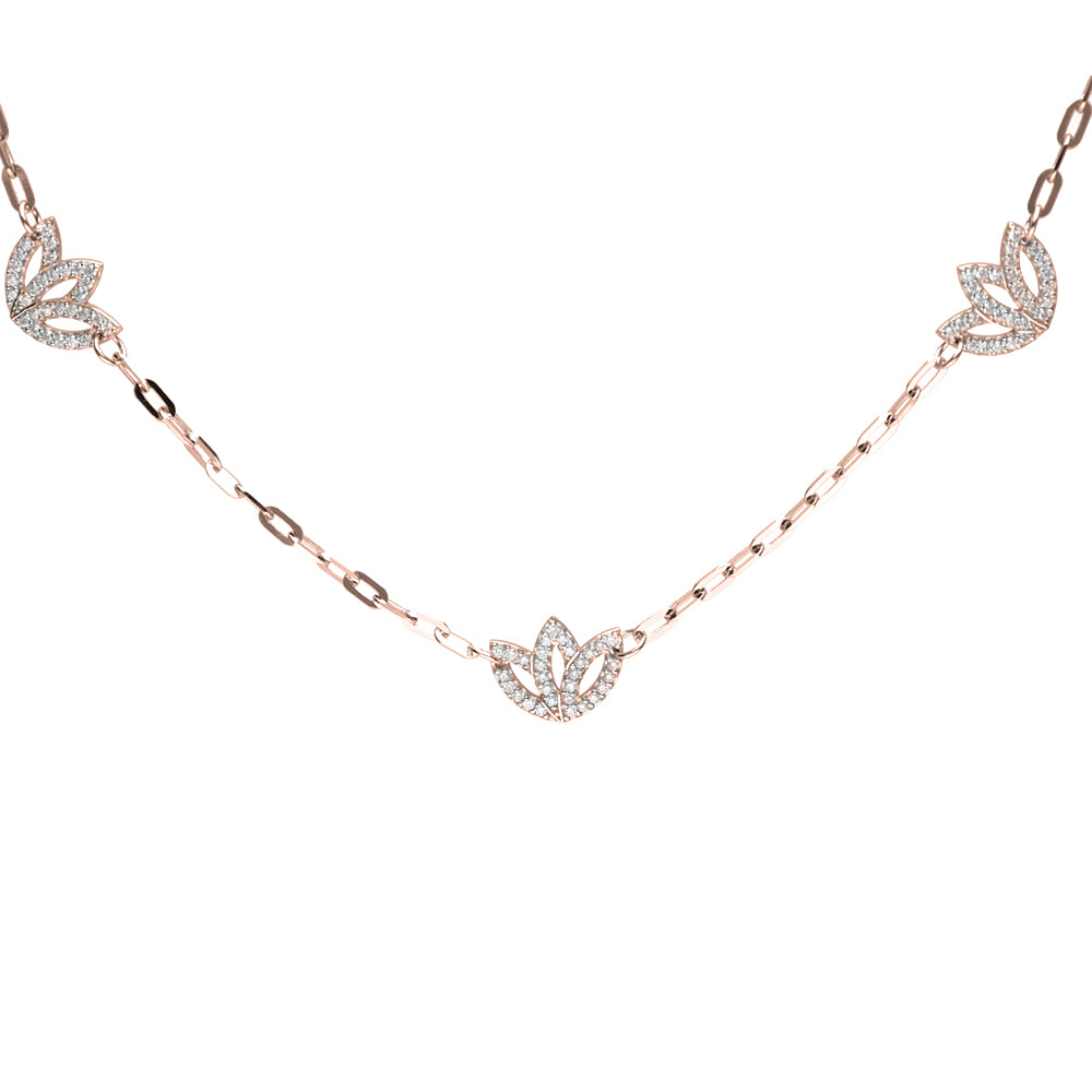 Protea 5 Station Paperclip Necklace- 9ct Rose Gold