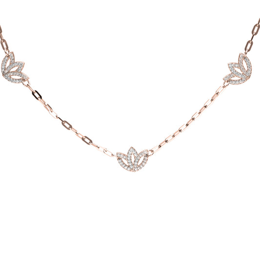 Protea 5 Station Paperclip Necklace- 9ct Rose Gold