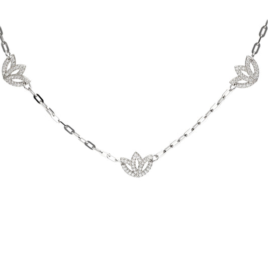 Protea 5 Station Paperclip Necklace- 9ct White Gold