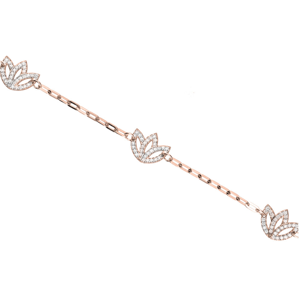 3 Station Diamond Bracelet- 9ct Rose Gold