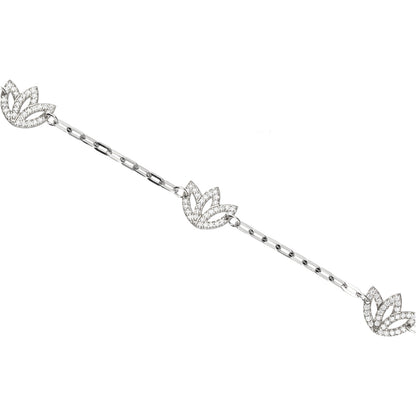 3 Station Diamond Bracelet- 9ct White Gold