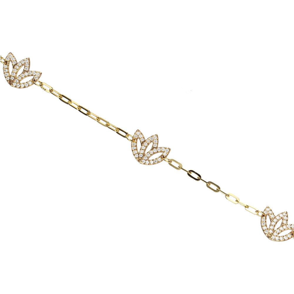 3 Station Diamond Bracelet- 9ct Yellow Gold