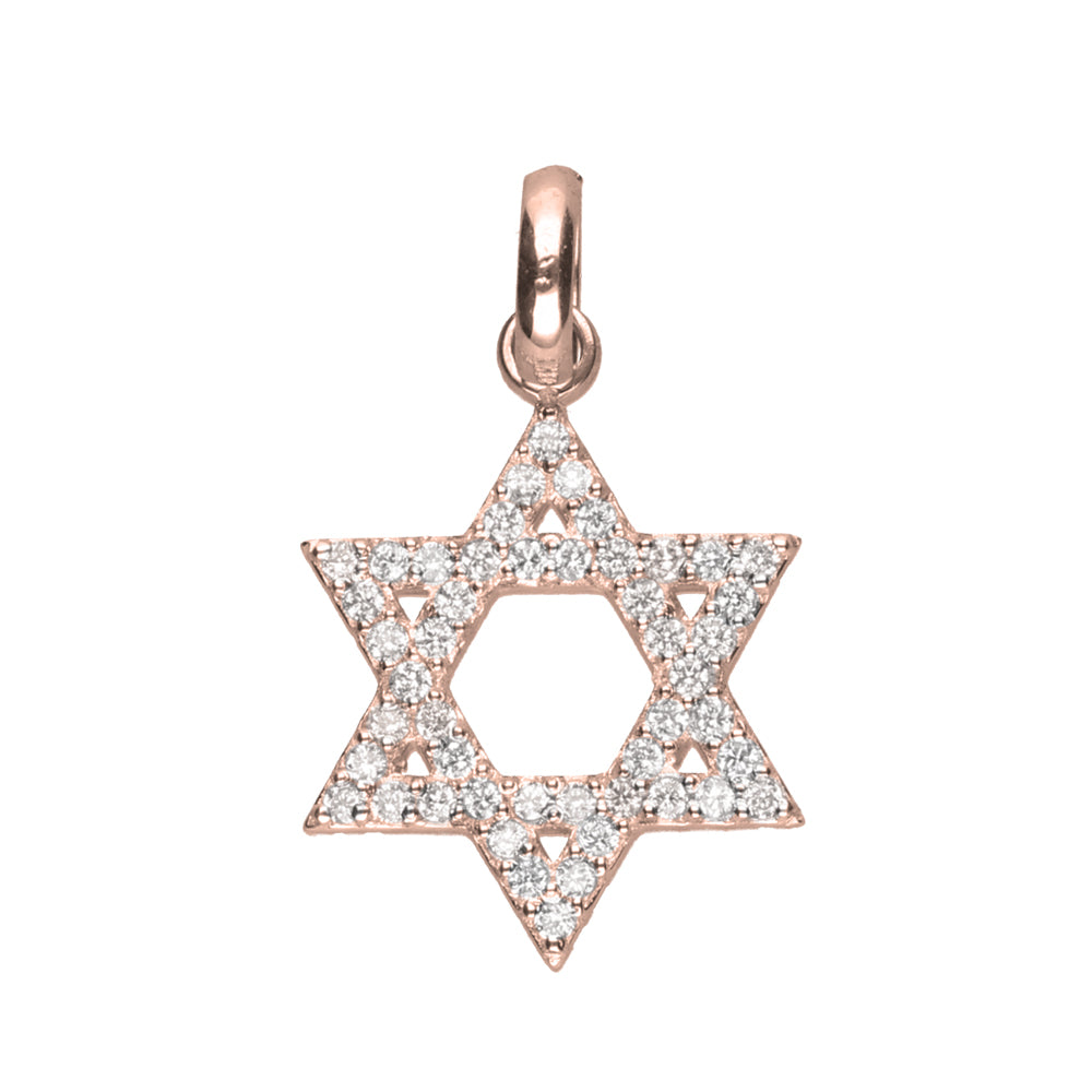 Star of David Diamond Pendant - 9ct Rose Gold