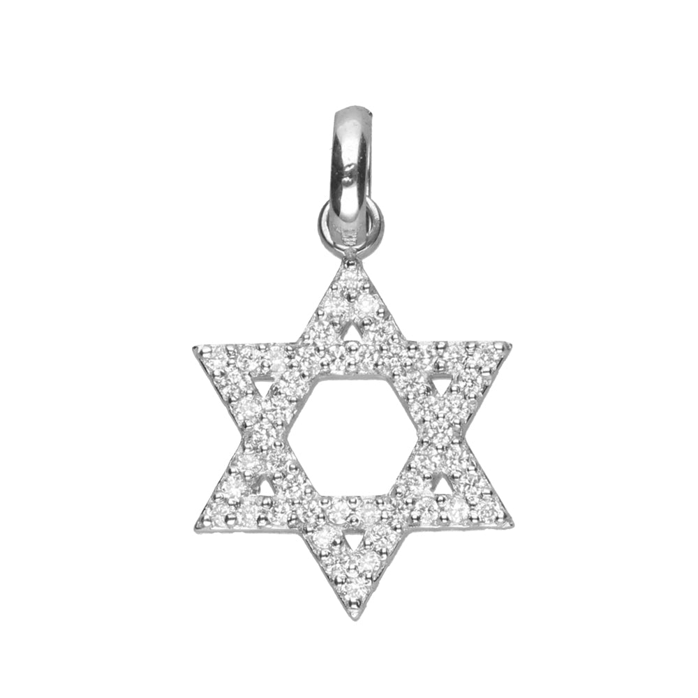 Star of David Diamond Pendant - 9ct White Gold