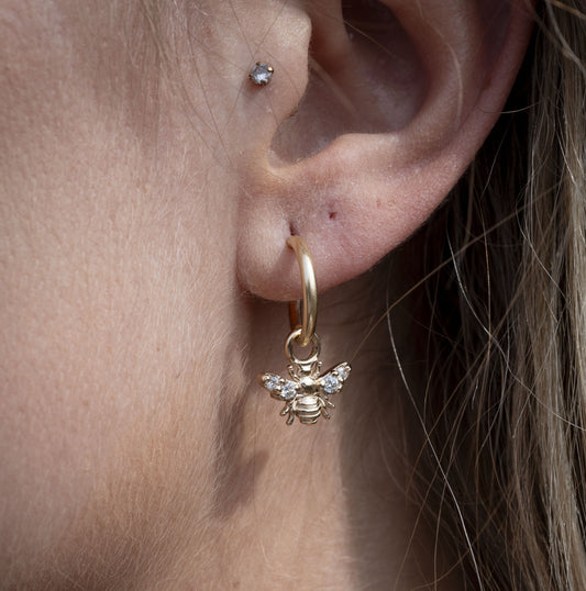 9ct Gold BeeLoved Earring Charms - White