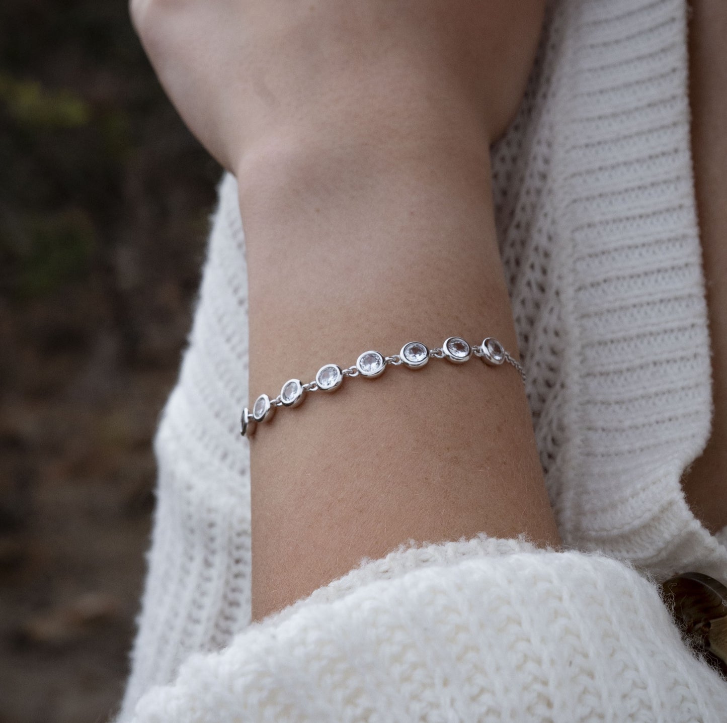 Silver 4mm Tennis Bracelet - White