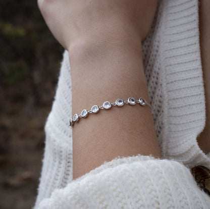Silver 4mm Tennis Bracelet - White