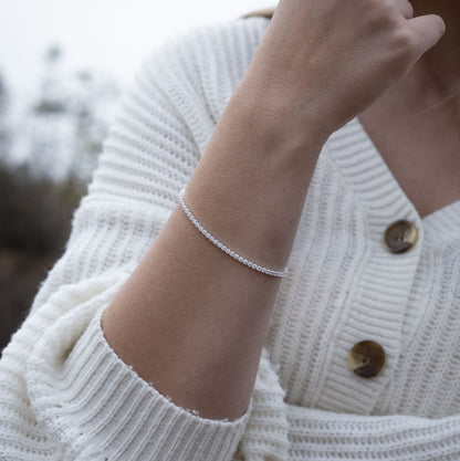 Silver 2mm Tennis Bracelet - White