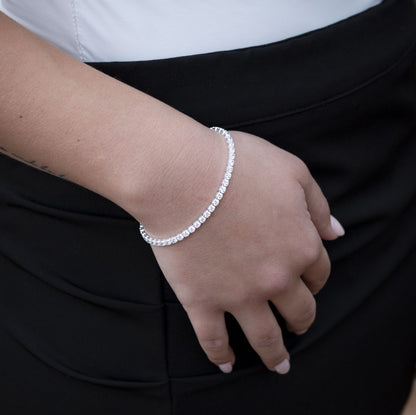 Silver 3.4mm Tennis Bracelet - White
