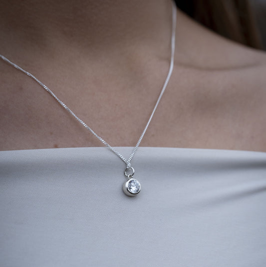 Silver 6mm Birthstone Necklace