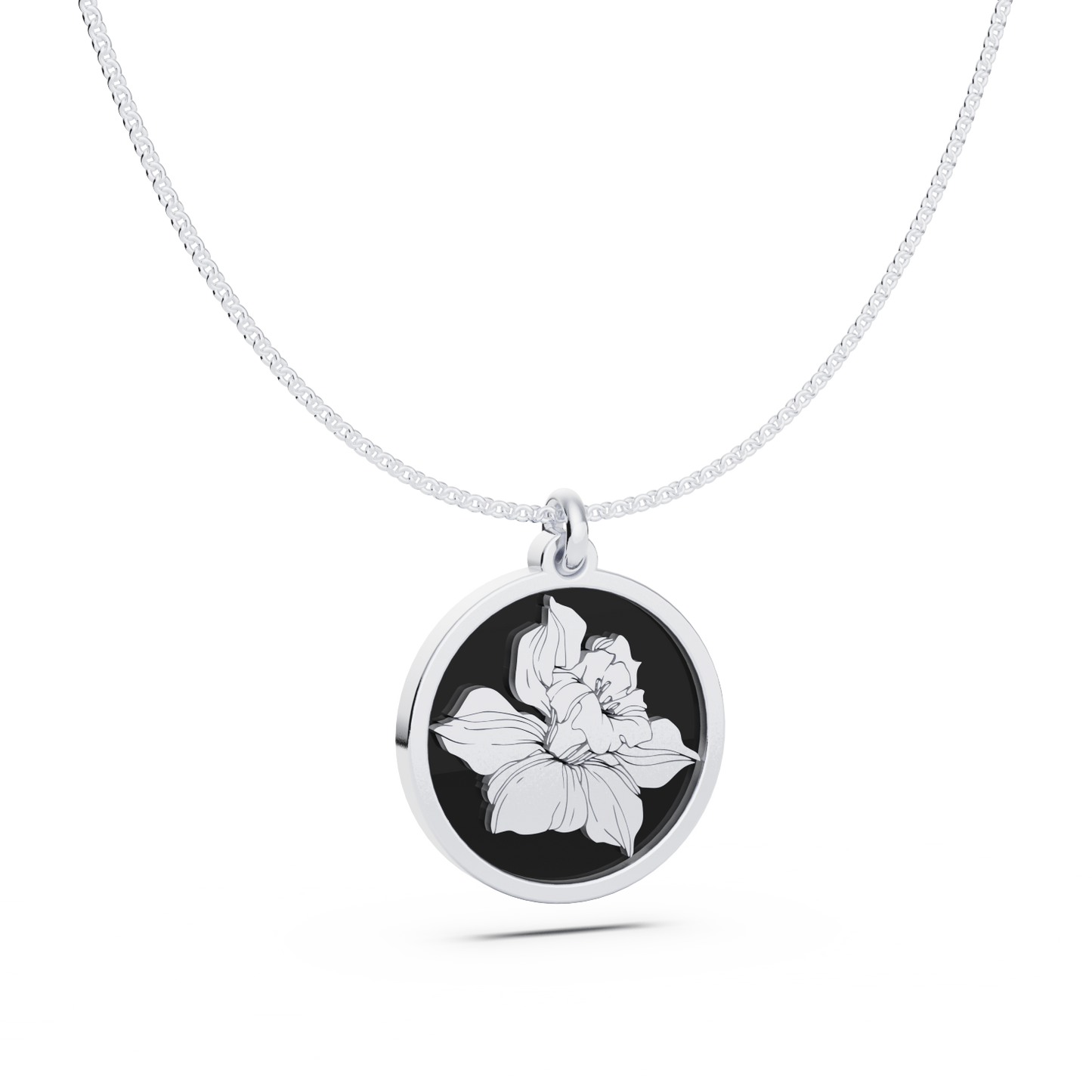 Round Birth Flower Necklace