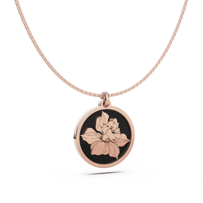 Round Birth Flower Necklace
