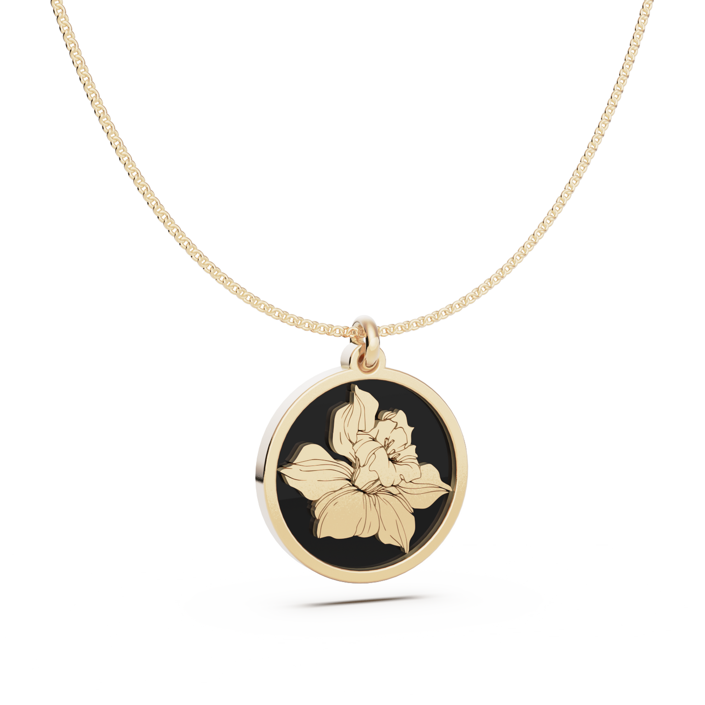 Round Birth Flower Necklace