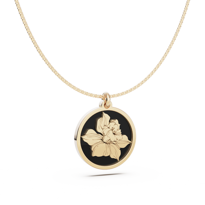 Round Birth Flower Necklace