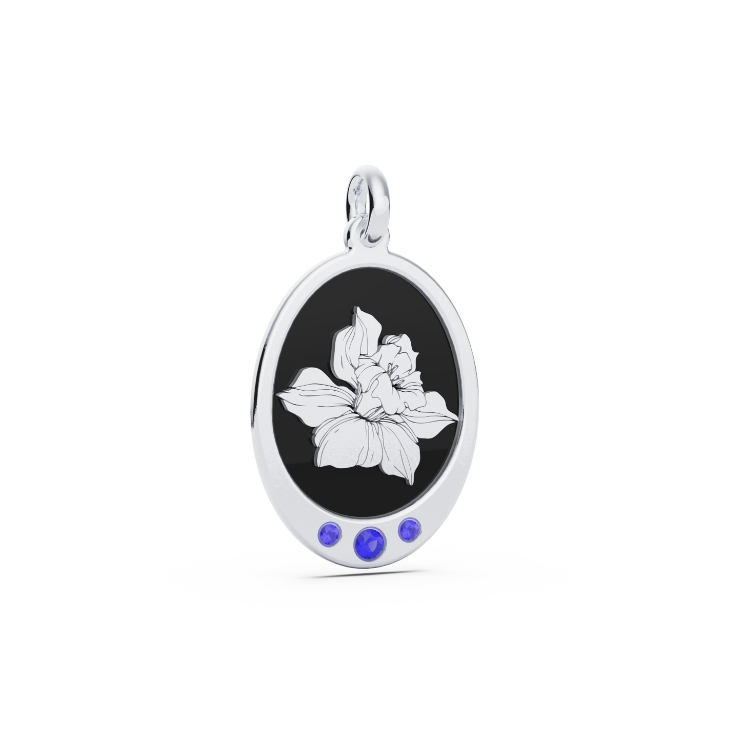 Oval Birth Flower Necklace with Birthstones