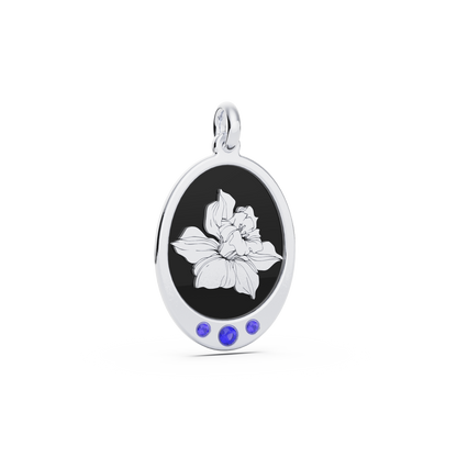 Oval Birth Flower Necklace with Birthstones