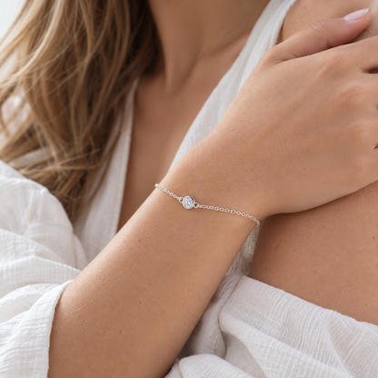 Silver 4mm Birthstone Bracelet