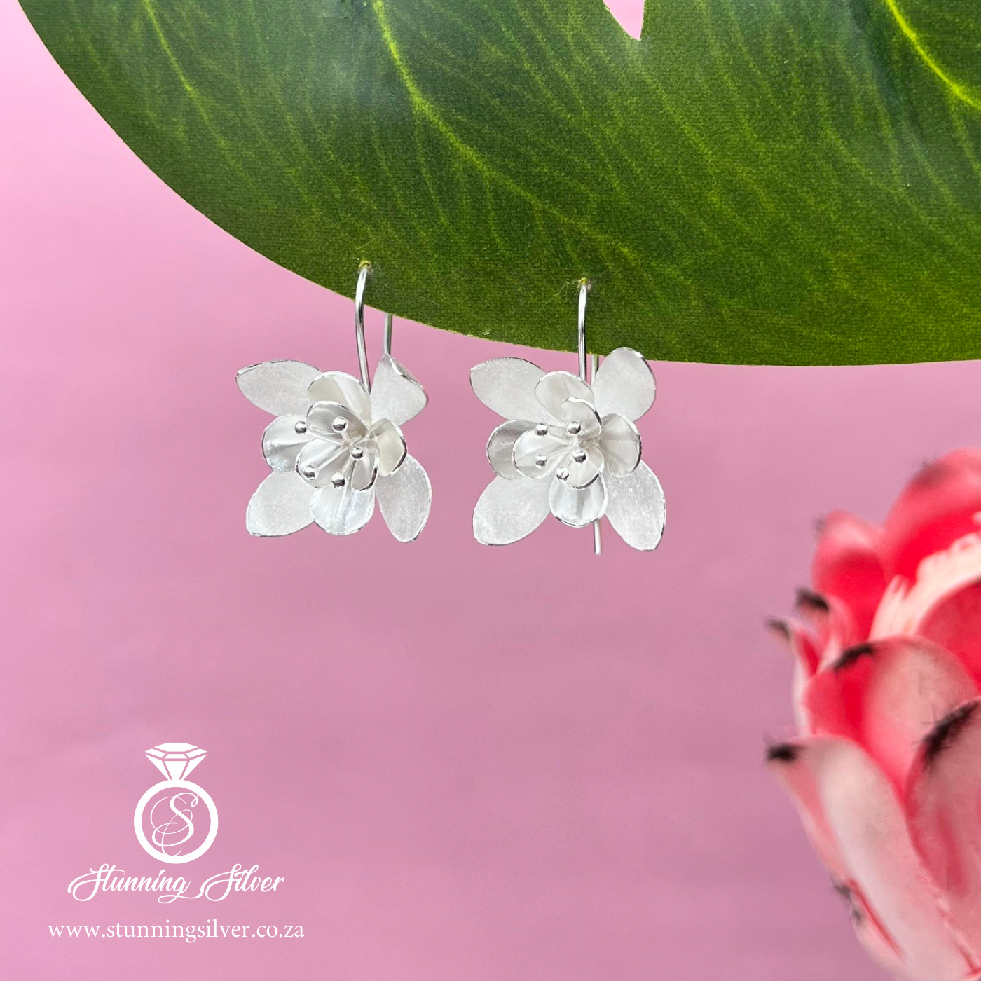 Eleven Petal Flower Hanging Earrings