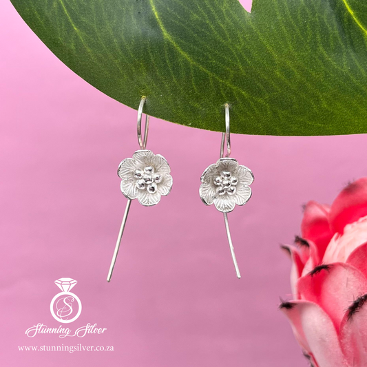 Six Petal Flower Hanging Earrings