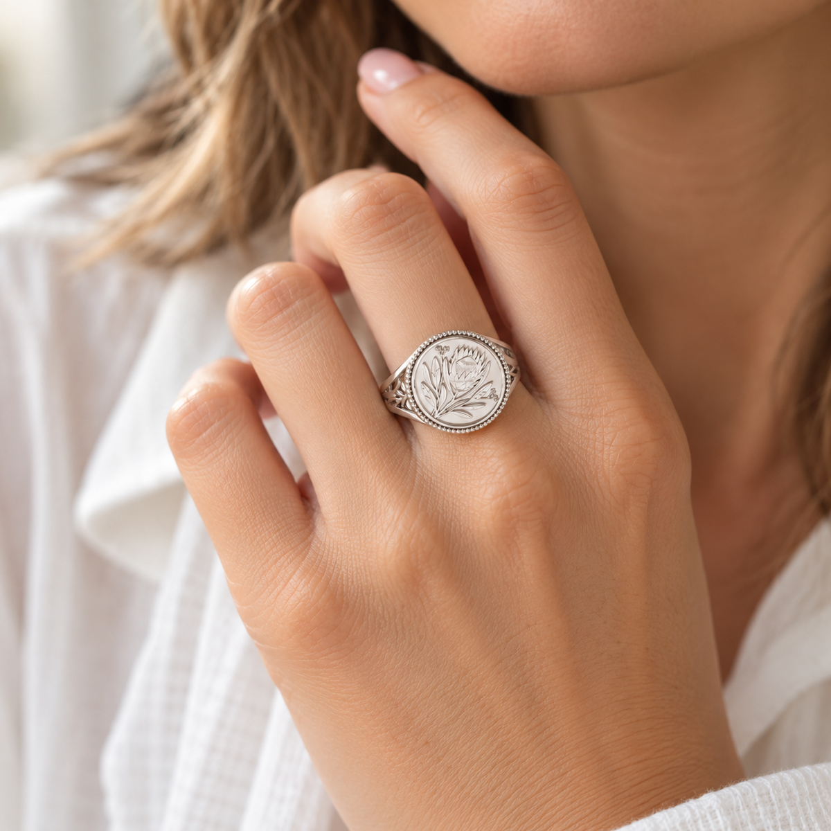 Round Fynbos Protea Ring