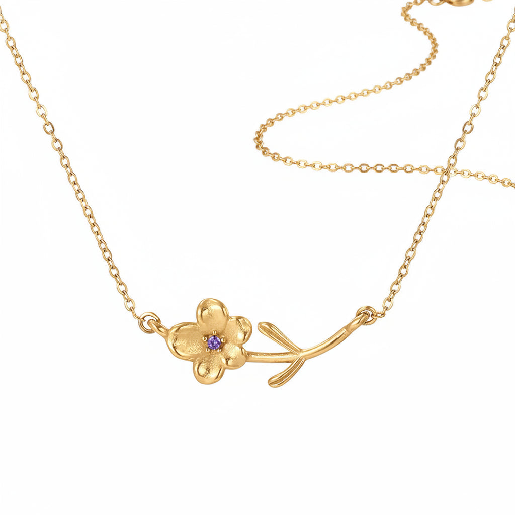 Birthflower and Birthstone Necklace