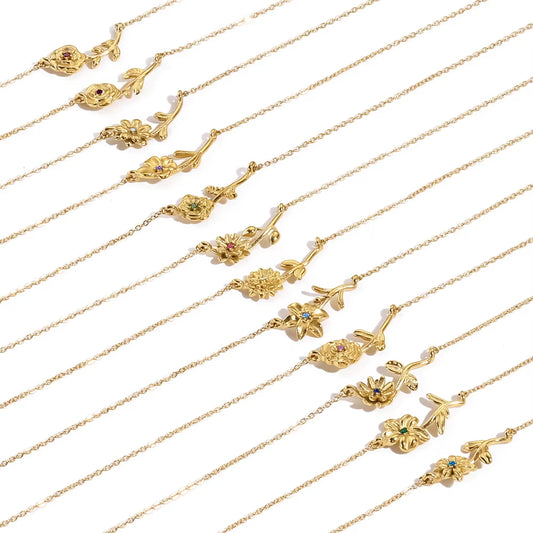 Birthflower and Birthstone Necklace