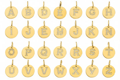 Round Initial with Cubic Zirconia Charm