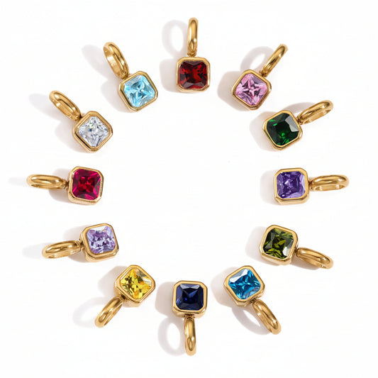 Square Birthstone Charm