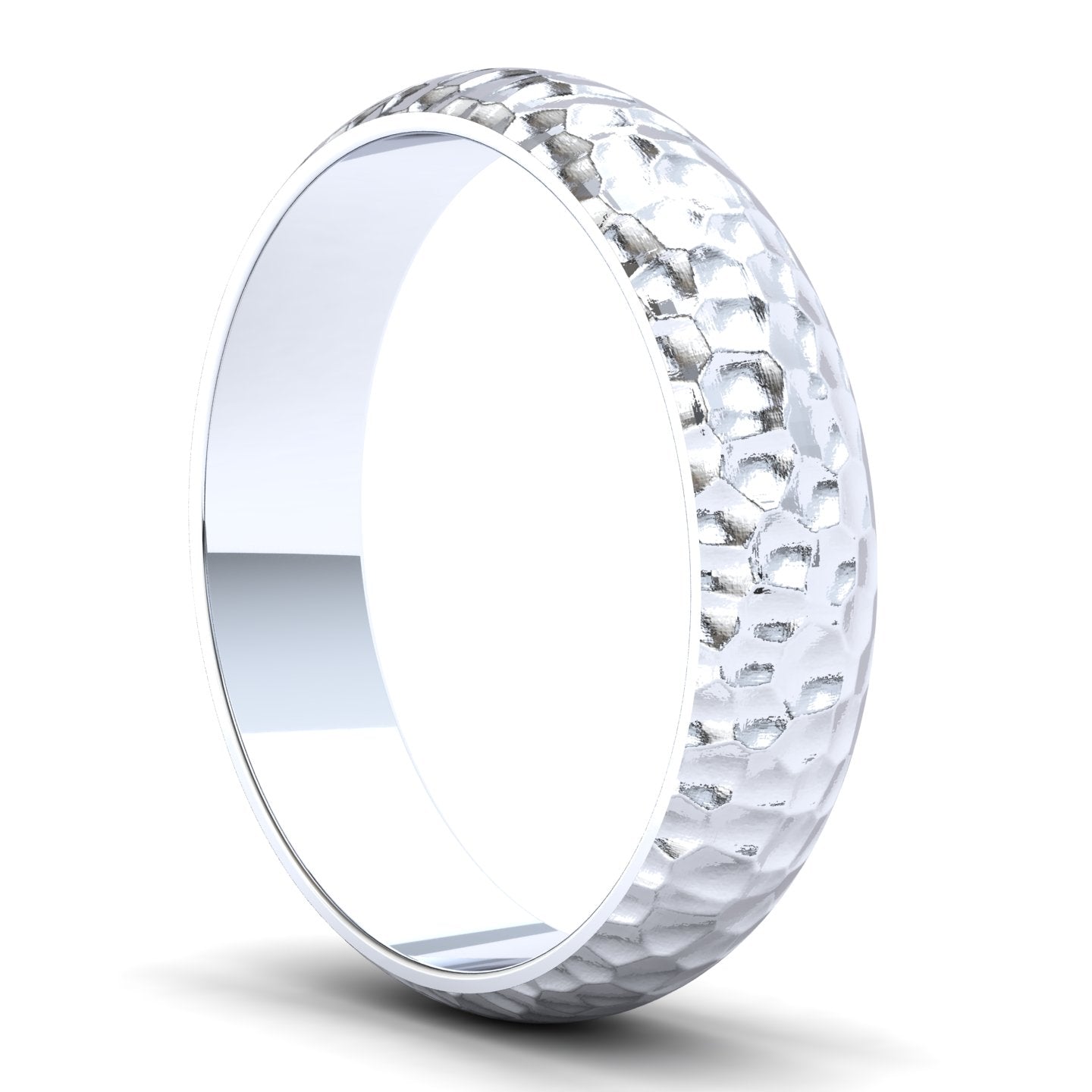 Men's Wedding Band: 9ct White Gold Hammered band