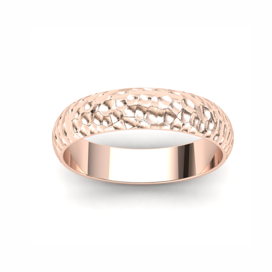 Men's Wedding Band: 9ct Rose Gold Hammered band