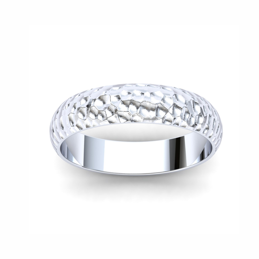 Men's Wedding Band: 925 Sterling Silver Hammered band