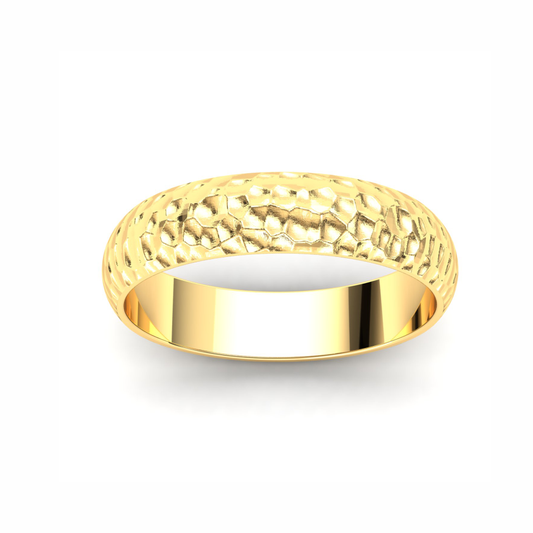 Men's Wedding Band: 9ct Yellow Gold Hammered band